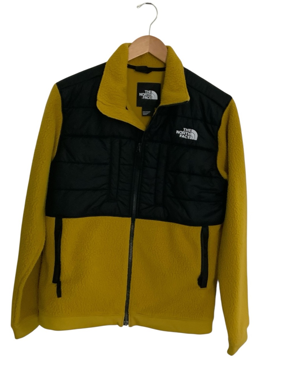The North Face Men's Yellow and Black Puffer-Fleece Jacket SMALL